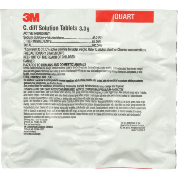 3M C. Diff Solution Tablets Quart Size 140 85938