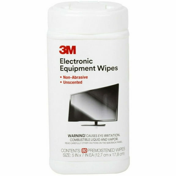 3M CL610 Electronic Equipment Cleaning Wipes, 5-1/2 x 6-3/4, White, 80/Canister, 1 Canister