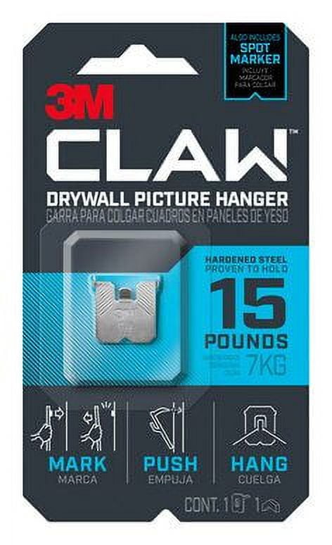 3M CLAW Drywall Picture Hanger 15 lb with Temporary Spot Marker 3PH15M-1ES, 1 hanger, 1 marker