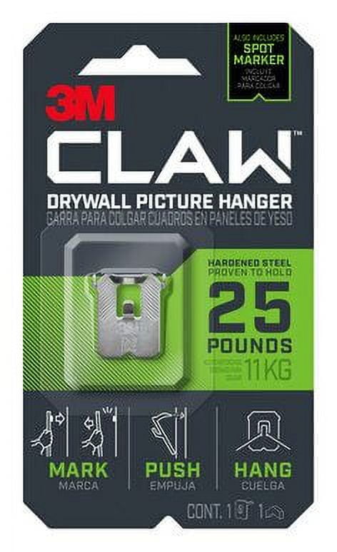 3M CLAW Drywall Picture Hanger 25 lb with Temporary Spot Marker 3PH25M-1ES, 1 hanger, 1 marker