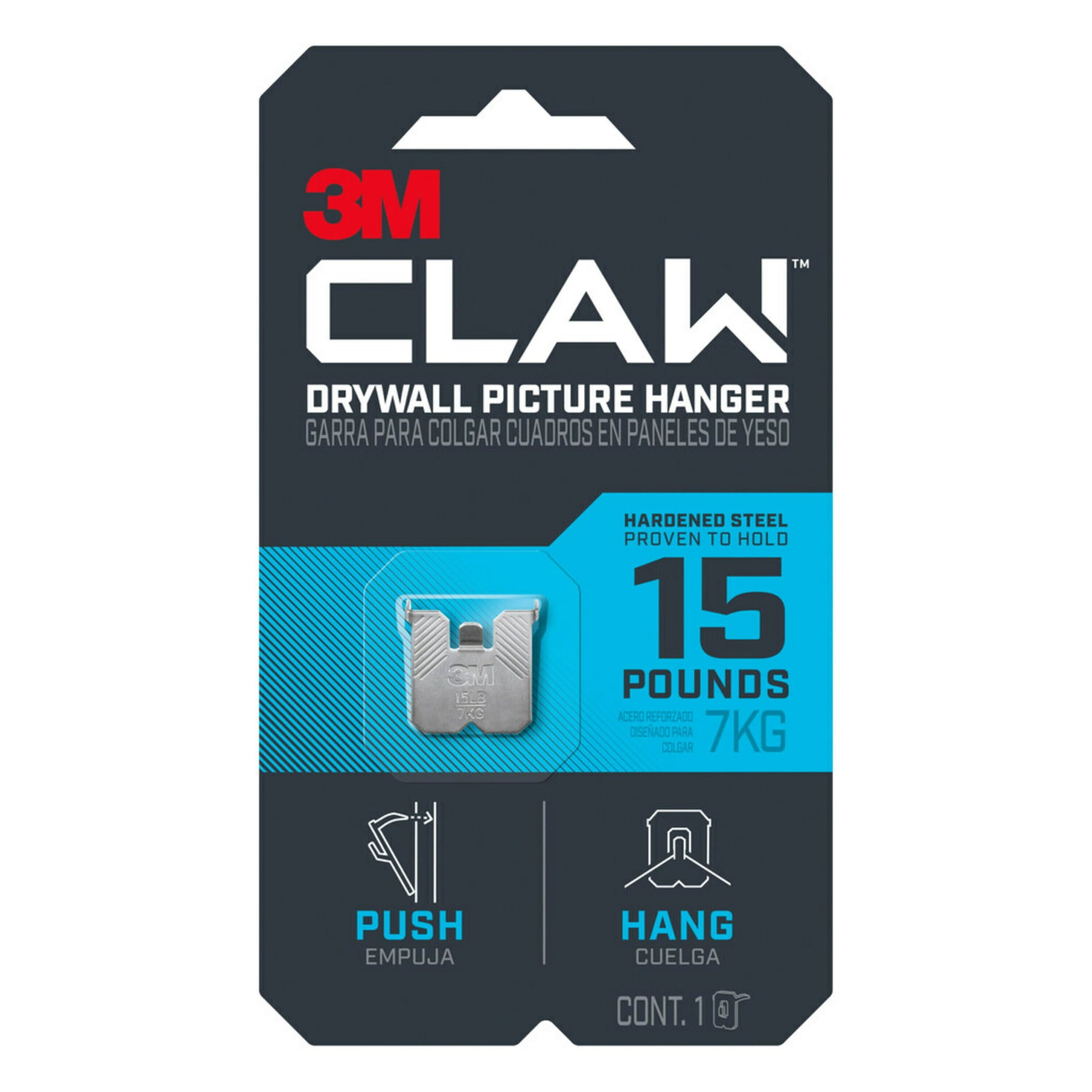 3M CLAW Drywall Picture Hanger, Holds 15 lbs, 1 HangerPack