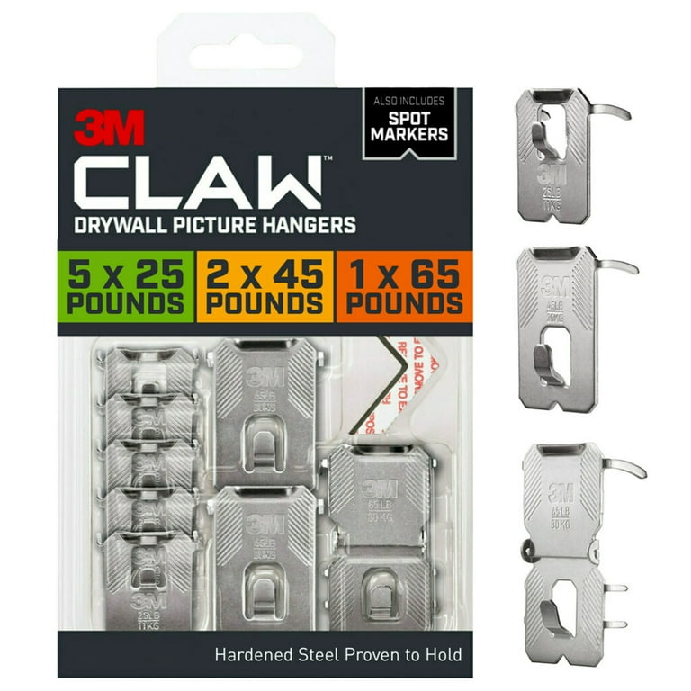 3M CLAW Drywall Picture Hanger Kit, Variety Pack with Spot Markers, Holds  Up To 65 lbs