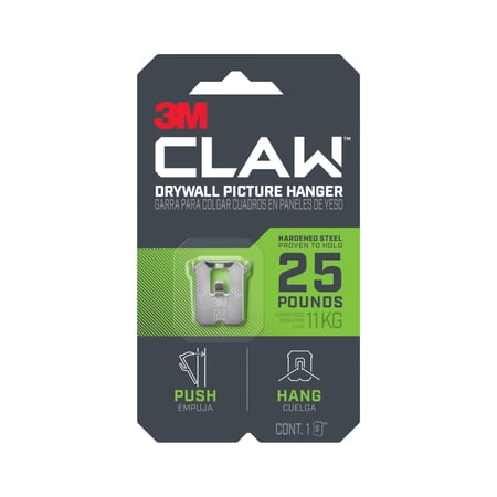 3M CLAW Drywall Picture Hanger, holds 25 lbs, 1 Hanger/Pack