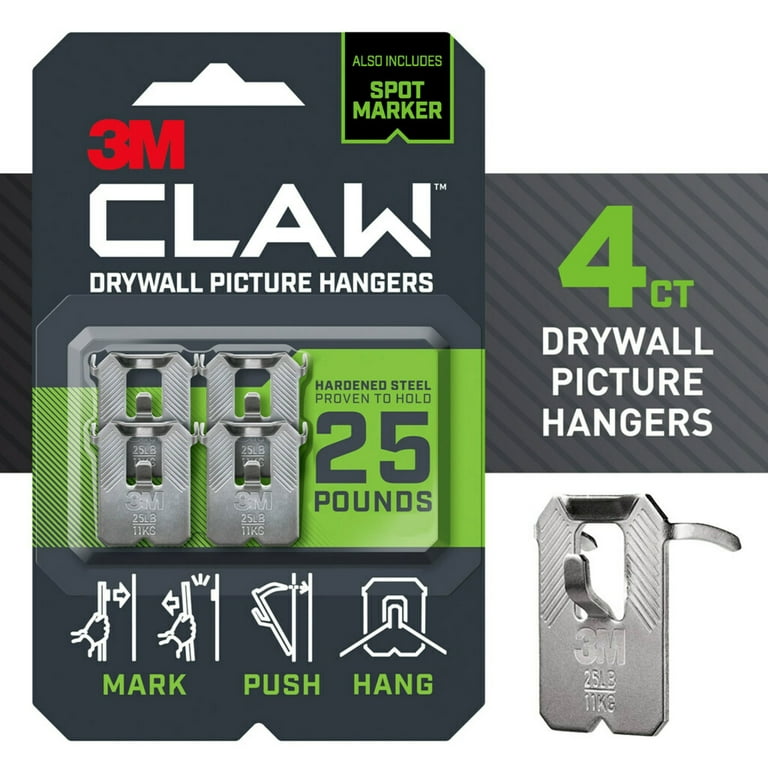 3M CLAW Drywall Picture Hanger with Spot Marker, Holds 25 lbs,