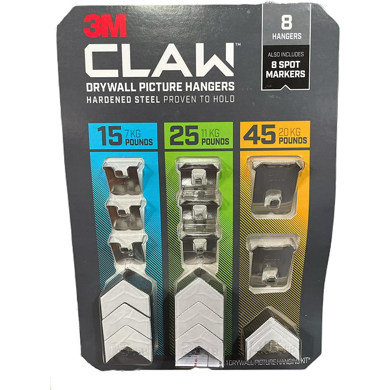 3M CLAW Drywall Picture Hanger with Temporary Spot Marker, Assorted, 8  Hangers, 8 Markers/Pack