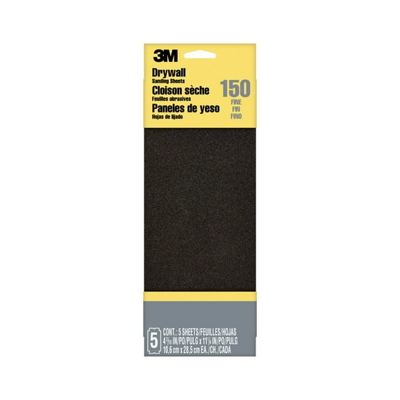 3M Drywall Sanding Sheets, Fine Grit, 4 3/16 in. x 11 1/4 in., 5 Pack