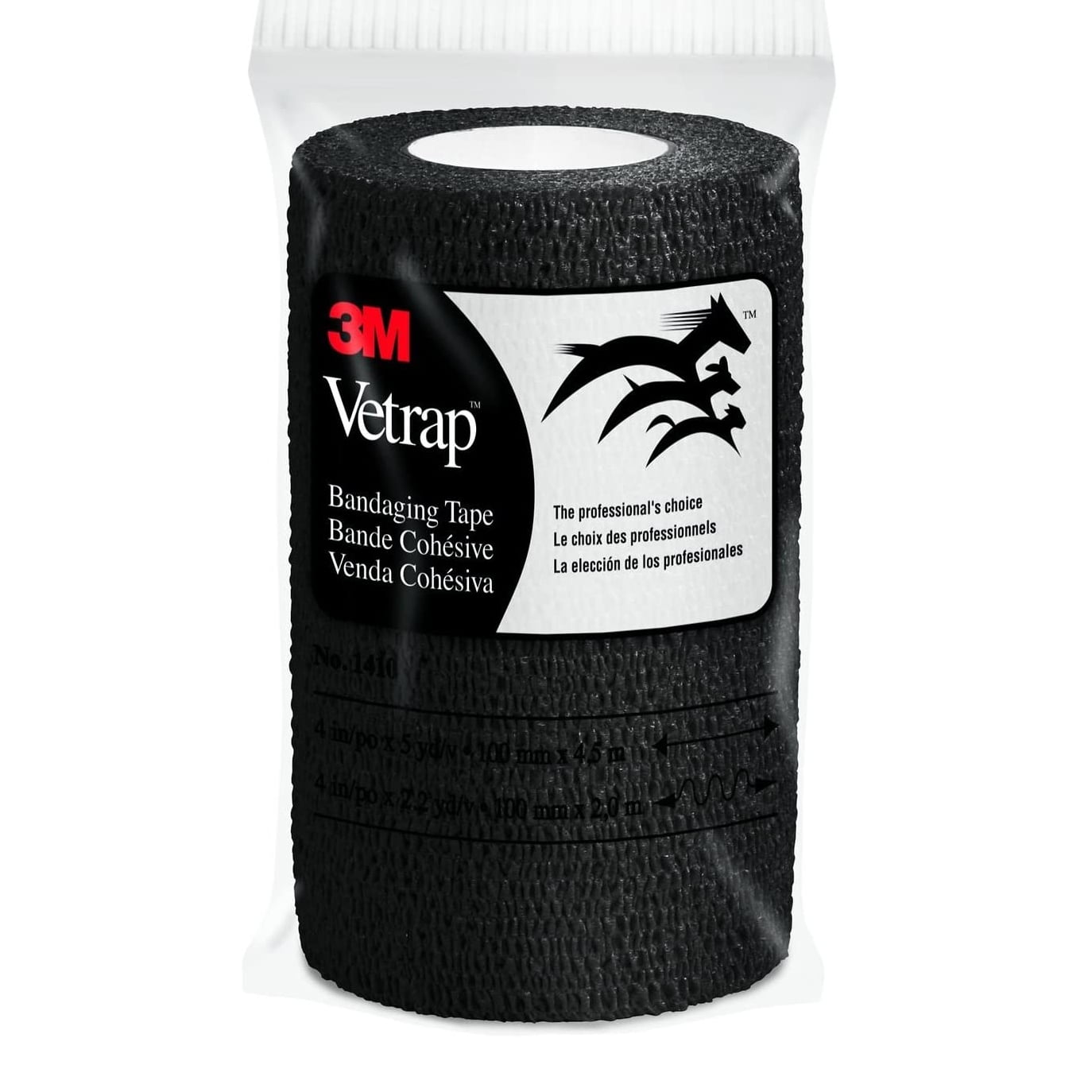 3M COMPANY Vetrap Horse Bandaging Tape, Black, 4-In. x 5-Yds. 1410BK