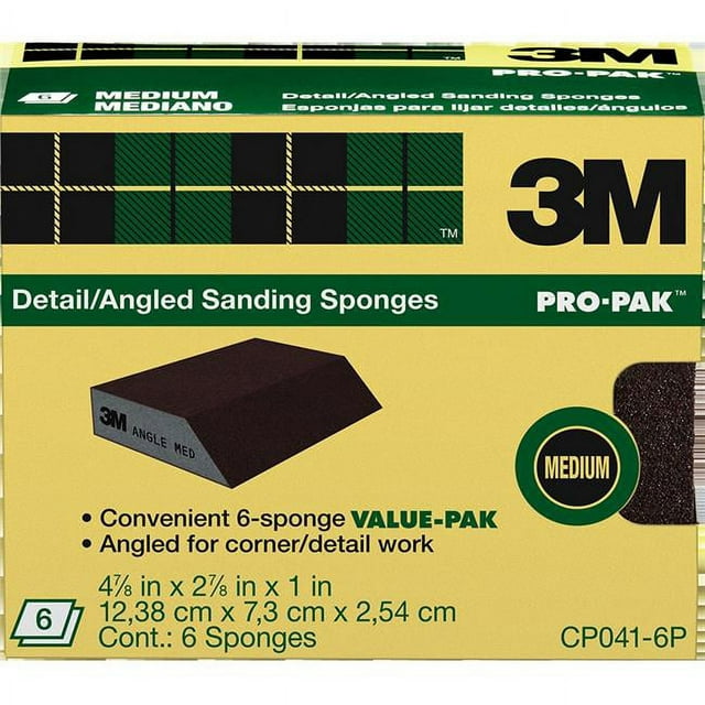 3M CP041-6P Angled Sanding Sponge&#44; Medium - Pack of 6
