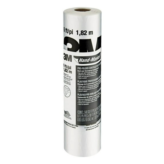 3M Hand-Masker Contractor's Plastic, 6 ft x 90 ft x 0.00035 in, 1 Roll/Pack