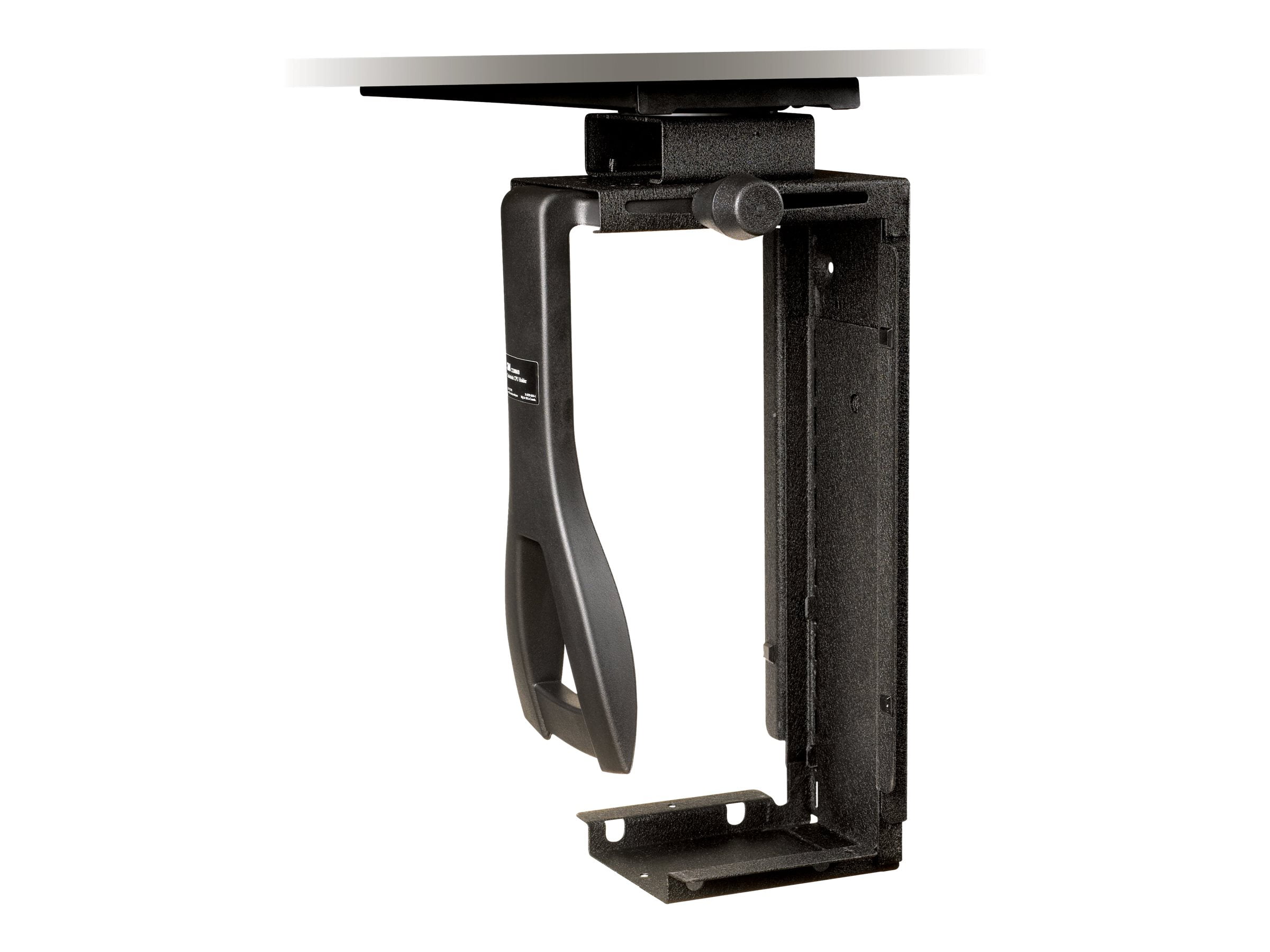 UNDER DESK CPU HOLDER BLACK STEEL 360 SWIVEL