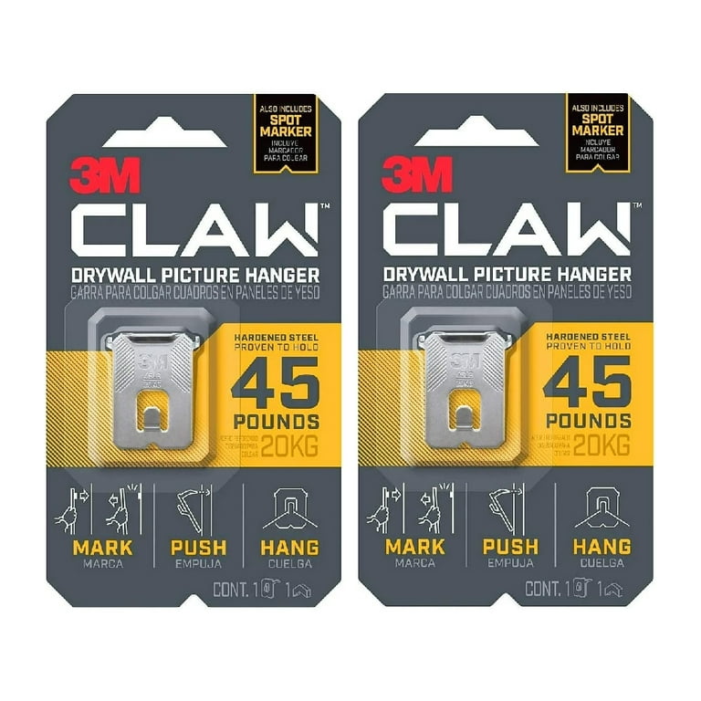 3M Claw Silver Drywall Picture Hanger 45 lb 1 pk 3M Claw Silver Drywall Picture Hanger 45 lb 1 pk