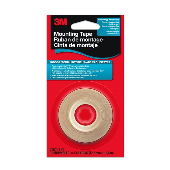 3M Indoor Window Film Mounting Tape, Clear, 1/2" x 13.8 yard, 1 Roll, use with window insulator kit