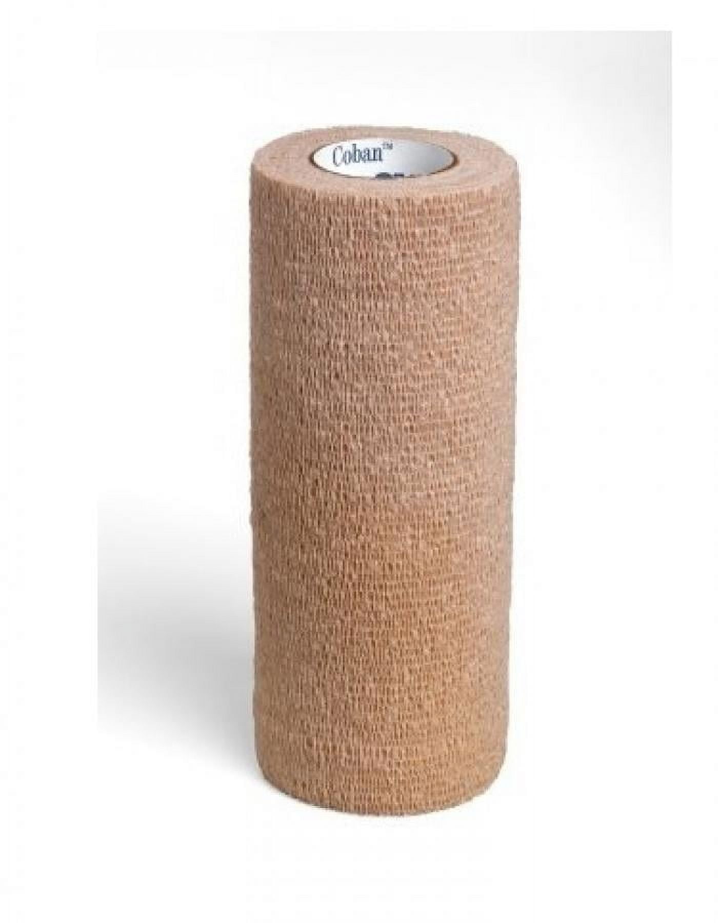 3M Coban Cohesive Bandage, Non-woven/Elastic/Latex, 6 Inches x 5 Yards, Standard Compression, Self-adherent Closure, Tan, Non-sterile, 12 Count