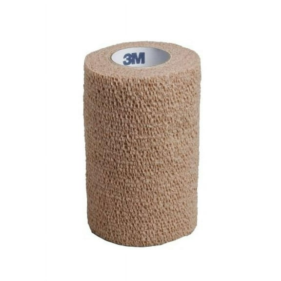3M Coban Cohesive Bandage, Non-woven/Elastic/Latex, Standard Compression, Self-Adherent Closure, 4 In. x 5 Yd., Tan, Non-Sterile, 5 Count