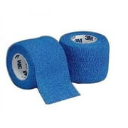 3M Coban Cohesive Bandage Standard Compression Self-adherent Closure Blue 2 Inch X 5 Yard, 6 Pack