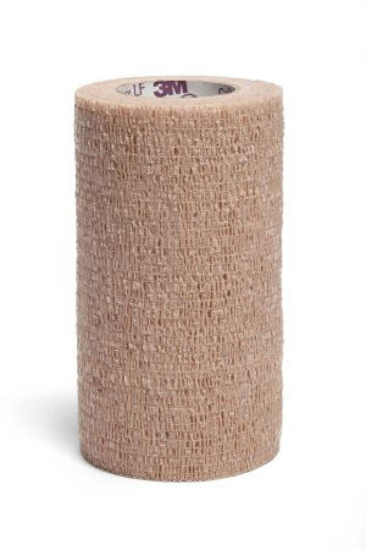 3M Coban LF Cohesive Bandage, Elastic/Non-woven, Standard Compression, Self-adherent Closure, 4 Inches x 5 Yards, Tan, Non-sterile, Latex-free, 18 Count