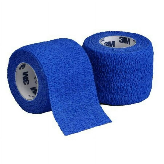 3M Coban Self-Adherent Wrap - 1 Inch x 5 Yards, Standard Compression, Self-adherent Closure, Blue, 30 Count