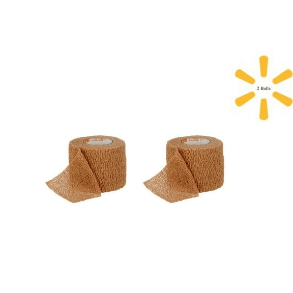 3M Cohesive Bandage Coban 2 Inch X 5 Yard Standard Compression Self-adherent Closure Tan, 2 Rolls - 1582
