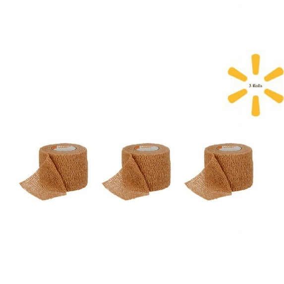 3M Cohesive Bandage Coban 2 Inch X 5 Yard Standard Compression Self-adherent Closure Tan, 3 Rolls - 1582