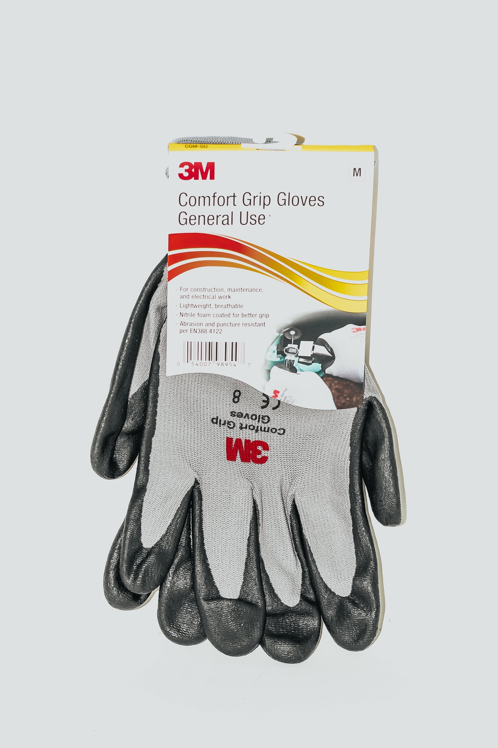 General Use 3M Comfort Grip Gloves CGM-GU, General Use, Size M (Pair of Gloves ...