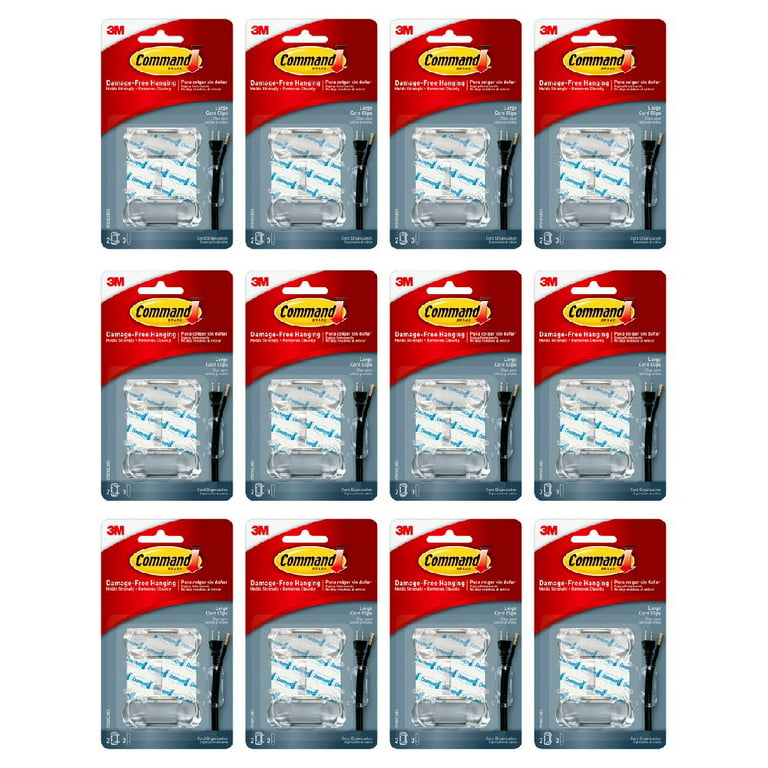 3M Command Round Cord Clip 4/Pkg-Clear Damage Free Hanging Cord  Organization