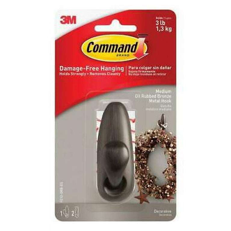 3M Command 3-1/4 in. L Oil Rubbed Bronze Metal Medium Forever Classic Coat/Hat Hook 3 lb. Capacity