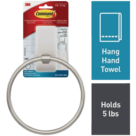 3M Command 3M Metal Towel Ring - Pack of 6