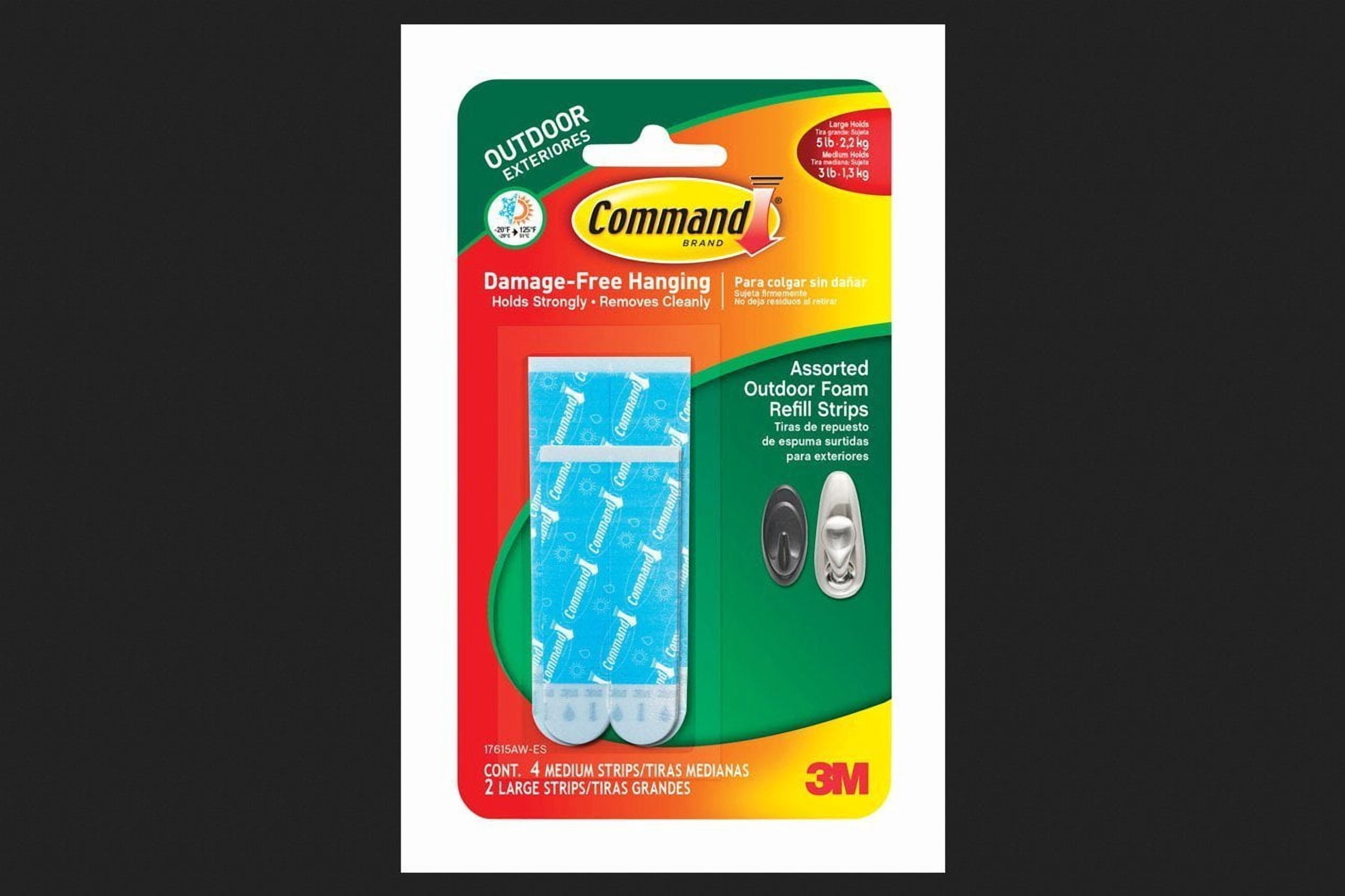 3M Command Assorted Foam Adhesive Strips 1-3/4 in. L 6 pk