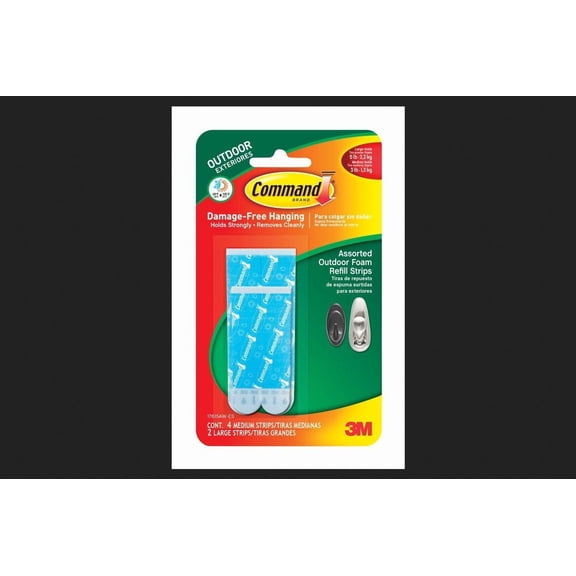 3M Command Assorted Foam Adhesive Strips 1-3/4 in. L 6 pk