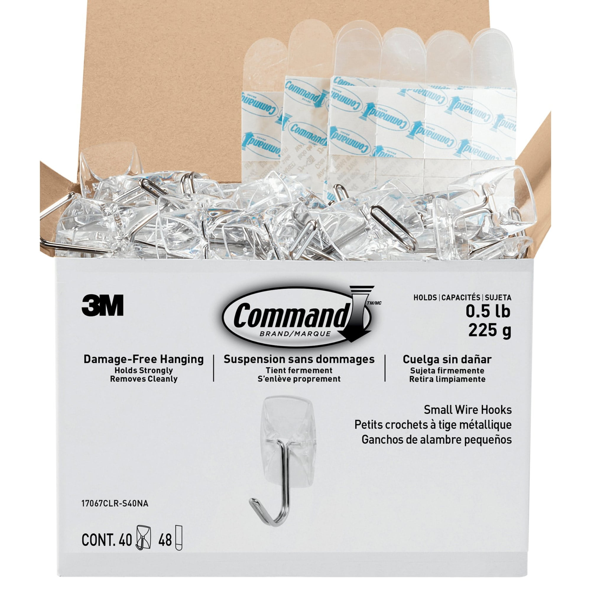 3M Command Clear Small Wire Hook 40/Pack 17067CLRS40NA