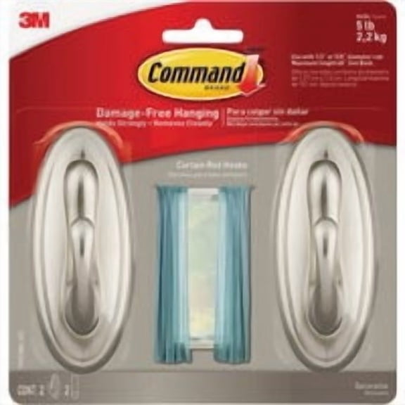 3M Command Curtain Rod Hook - Pack of 2