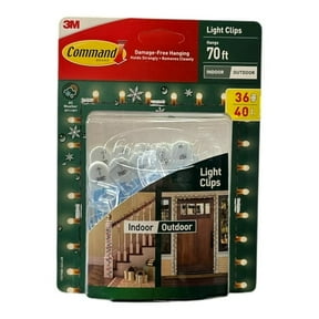 Command Outdoor Light Clips with Water-Resistant Strips, 36 Hooks per Pack