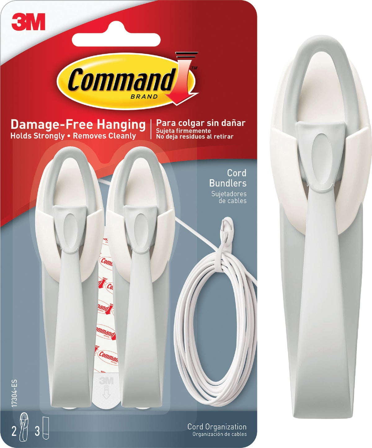 3M Command Decorative Cord Bundler Hook with Adhesive White