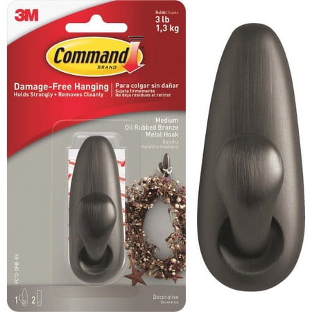 3M Command Hook Metal Md, Oil Rubbed Bronze (Pack of 2)