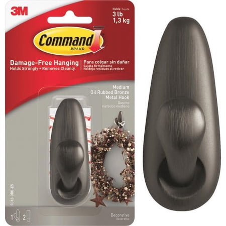 3M Command Hook Metal Md, Oil Rubbed Bronze (Pack of 4)