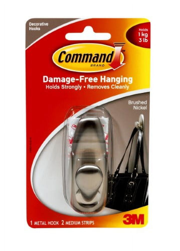 3M Command Medium Brush Nickel Hook (Pack of 14)