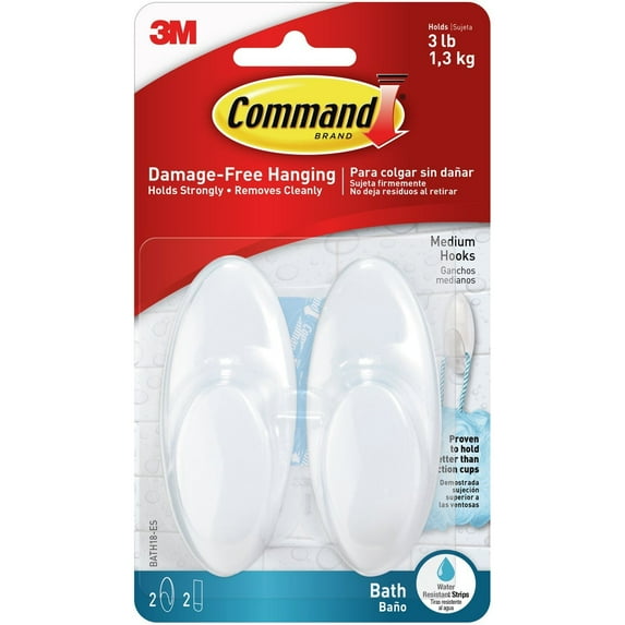 3M Command Medium Hanging Hooks, 2-Pack