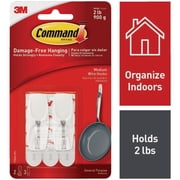 3M Command Medium Plastic Hook 2-1/6 in. L 2 pk