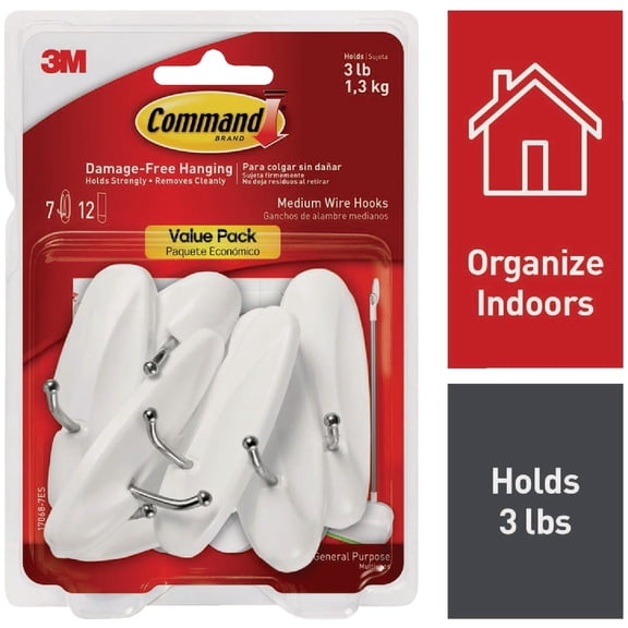 3M Command Medium Plastic Hook 7 pk