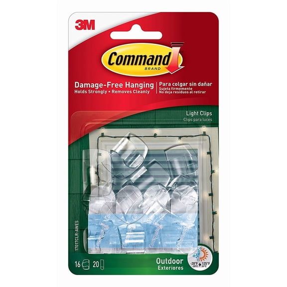 3M Command Outdoor Light Clips V33ZX, Clear, 40-Clips Residential Use, Standard Application