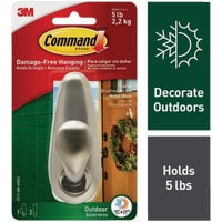 3M Command Outdoor Metal Adhesive Hook, Case of 6
