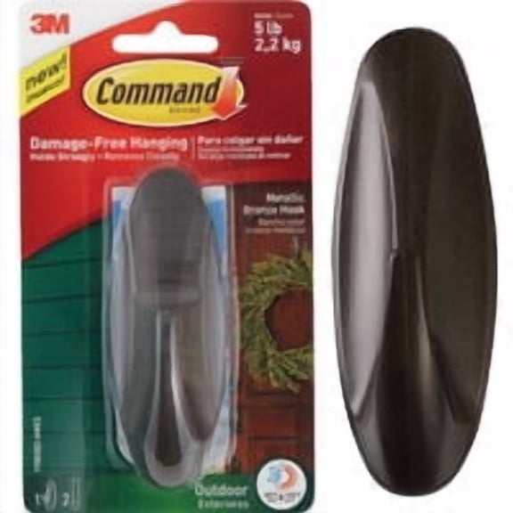 3M Command Outdoor Metallic Bronze Hook - Pack of 4 Bulk Restock Pack
