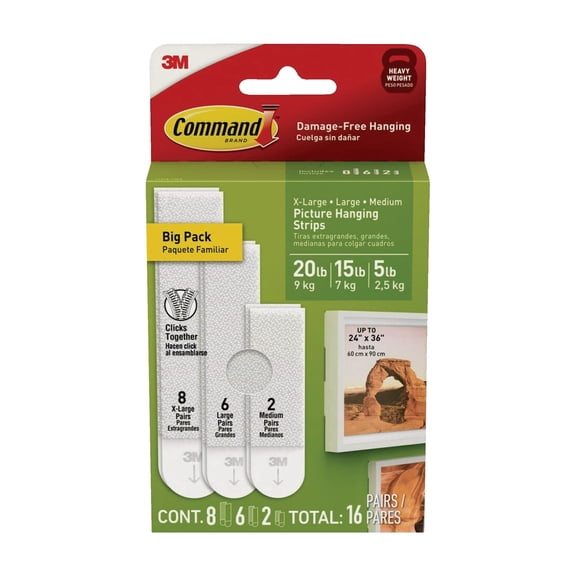 3M Command Picture Hanging Adhesive Strips - Pack of 16