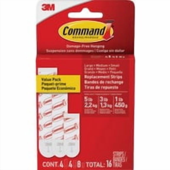 3M Command Replacement Adhesive Strip - Pack of 8 Bulk Case Pack