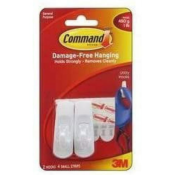3M Command Small Plastic Hook 2-3/8 in. L 2 pk