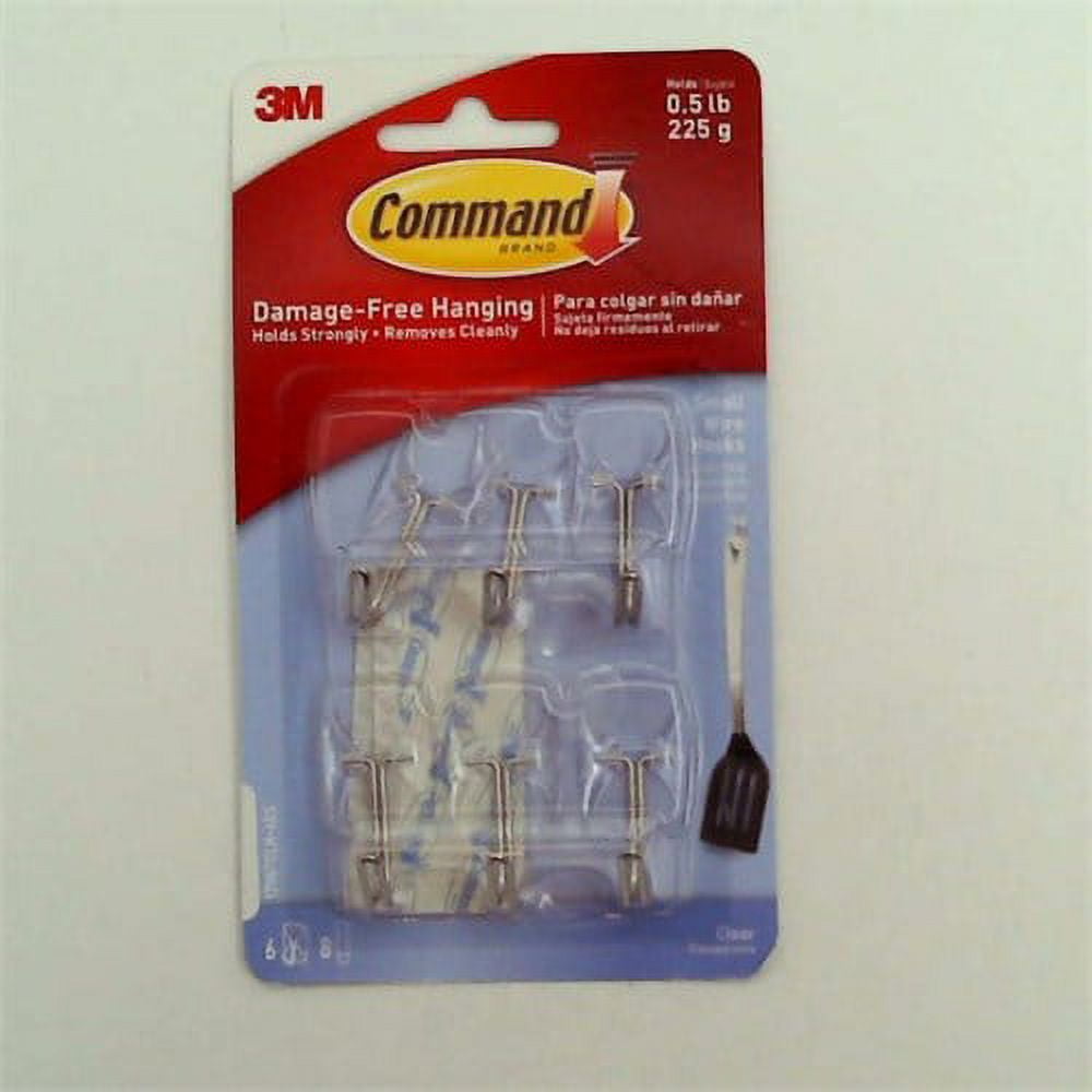 3M Command Wall Hook Small Wire 6-Pack - Clear 