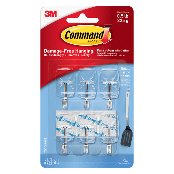 3M Command Wall Hook Small Wire 6-Pack - Clear