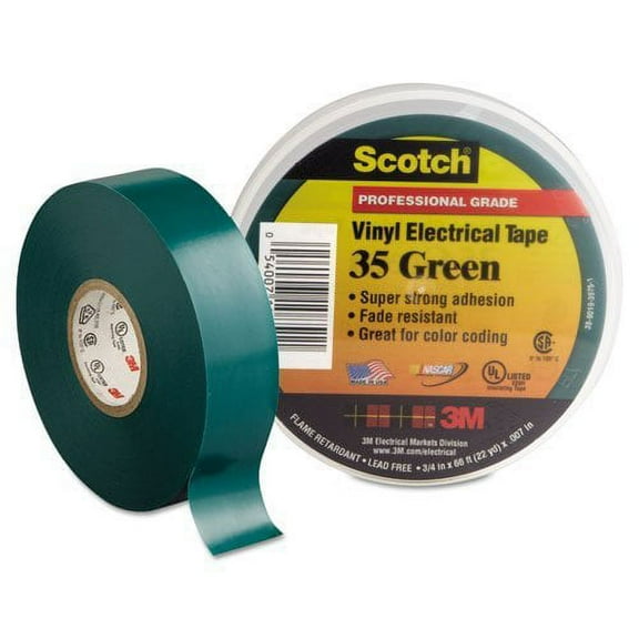 3M-Commercial Tape Div 10851 Scotch 35 Vinyl Electrical Color Coding Tape, Green - 0.75 in. x 66 ft.
