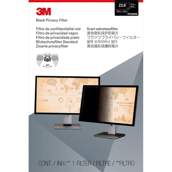 3M-Commercial Tape Div 23.6 in. Blackout Frameless Privacy Filter for Widescreen LCD Monitor, 16 - 9