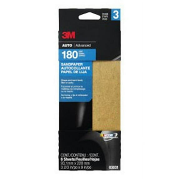 3M Company 3M-3031 Aluminum Oxide Automotive Sandpaper 180-Fine 3. 6 x 9 inch
